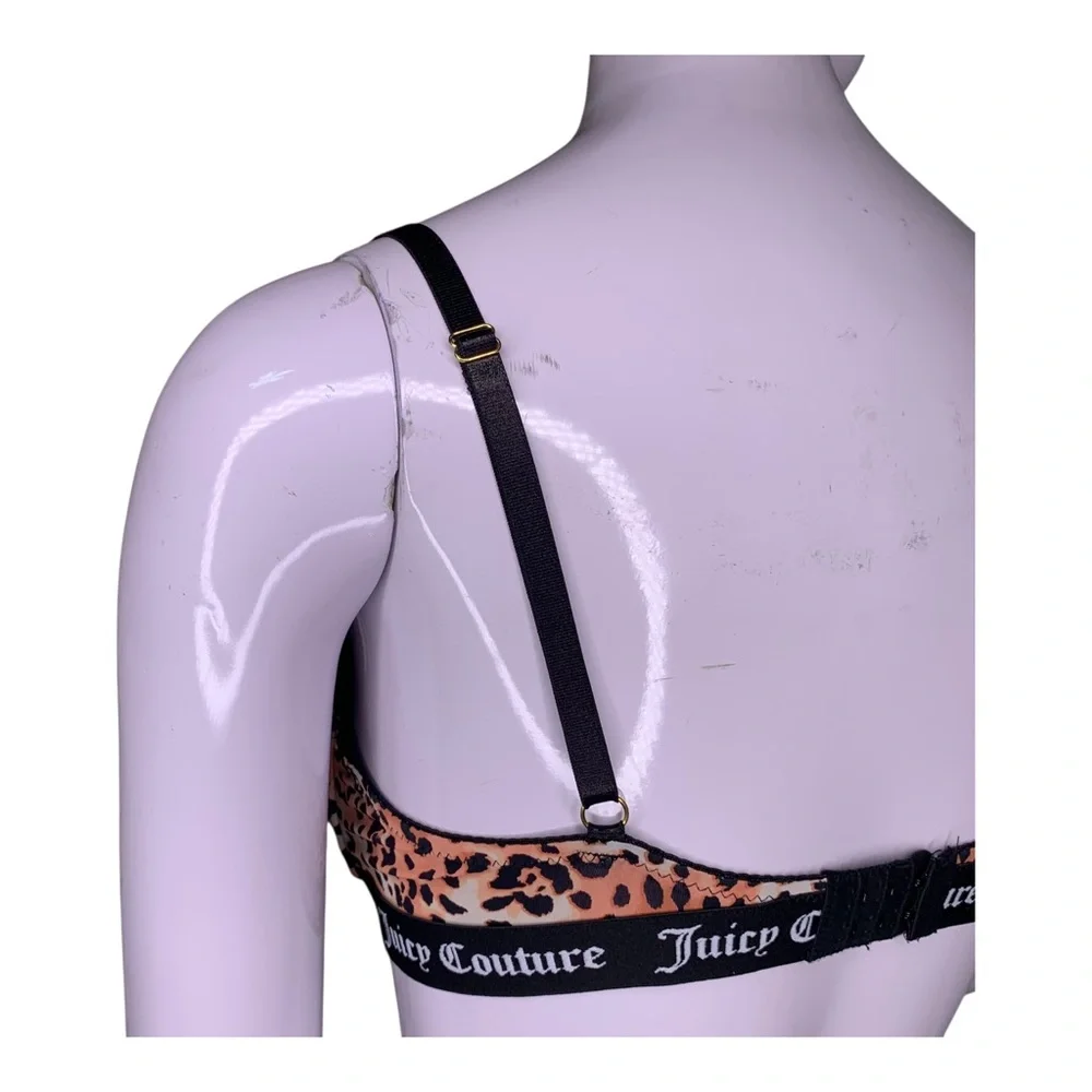 Juicy Couture Cheetah Leopard Print Push UP Bra Branded Elastic Band Size 34B
